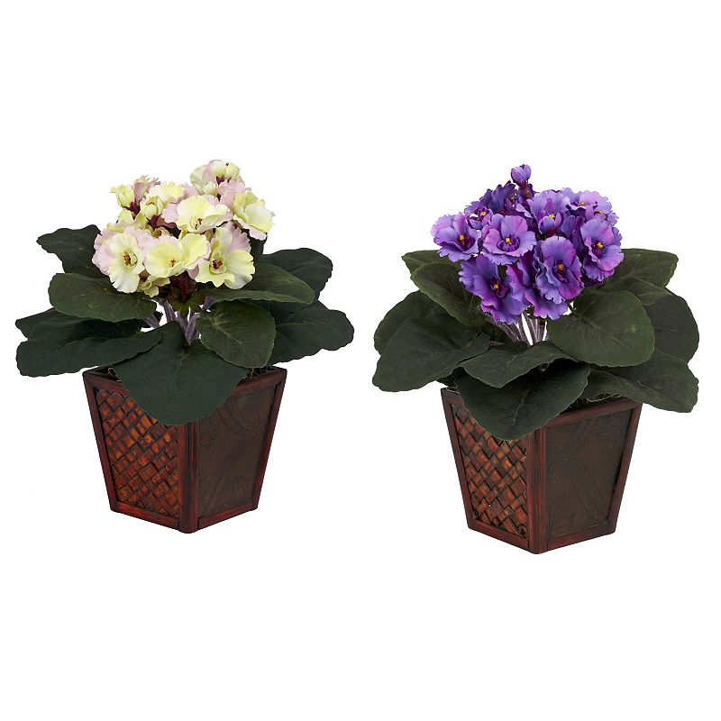 nearly natural 2-pc. Silk African Violet Floral Arrangement Set, Purple