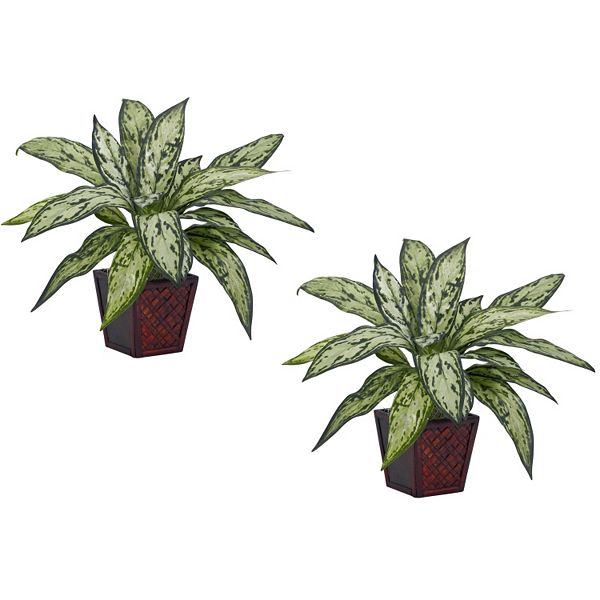 nearly natural 2pc. Silk Silver Queen Potted Plant Set