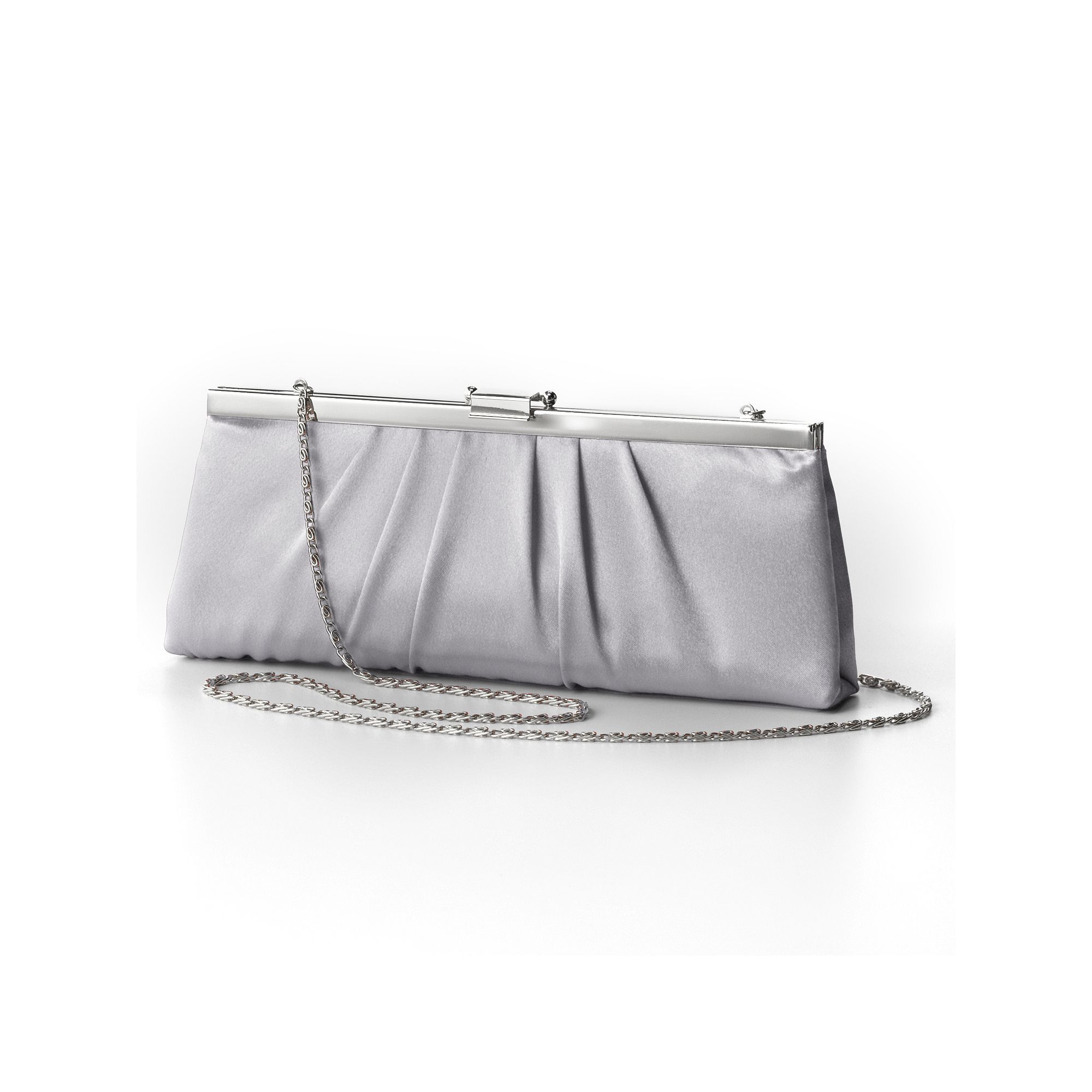 Gunne Sax by Jessica McClintock® Pleated Satin Convertible Clutch, Silver