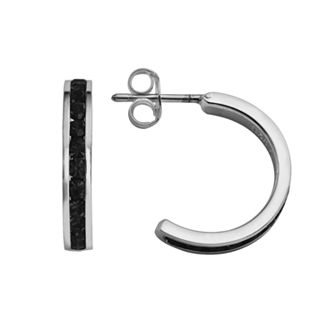 Traditions Jewelry Company Sterling Silver Crystal Semi-Hoop Earrings