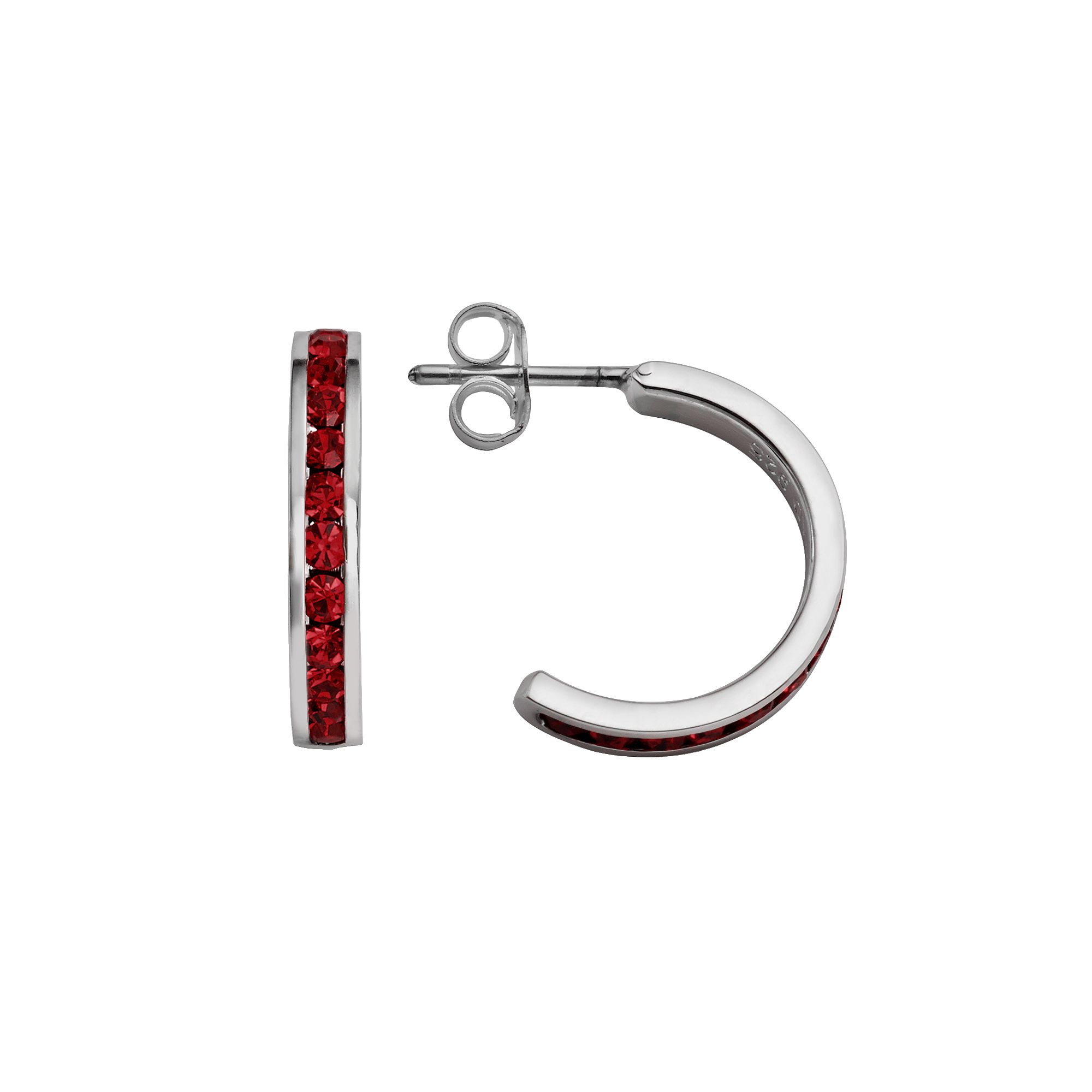 Traditions Jewelry Company Sterling Silver Crystal Semi-Hoop Earrings, Wome