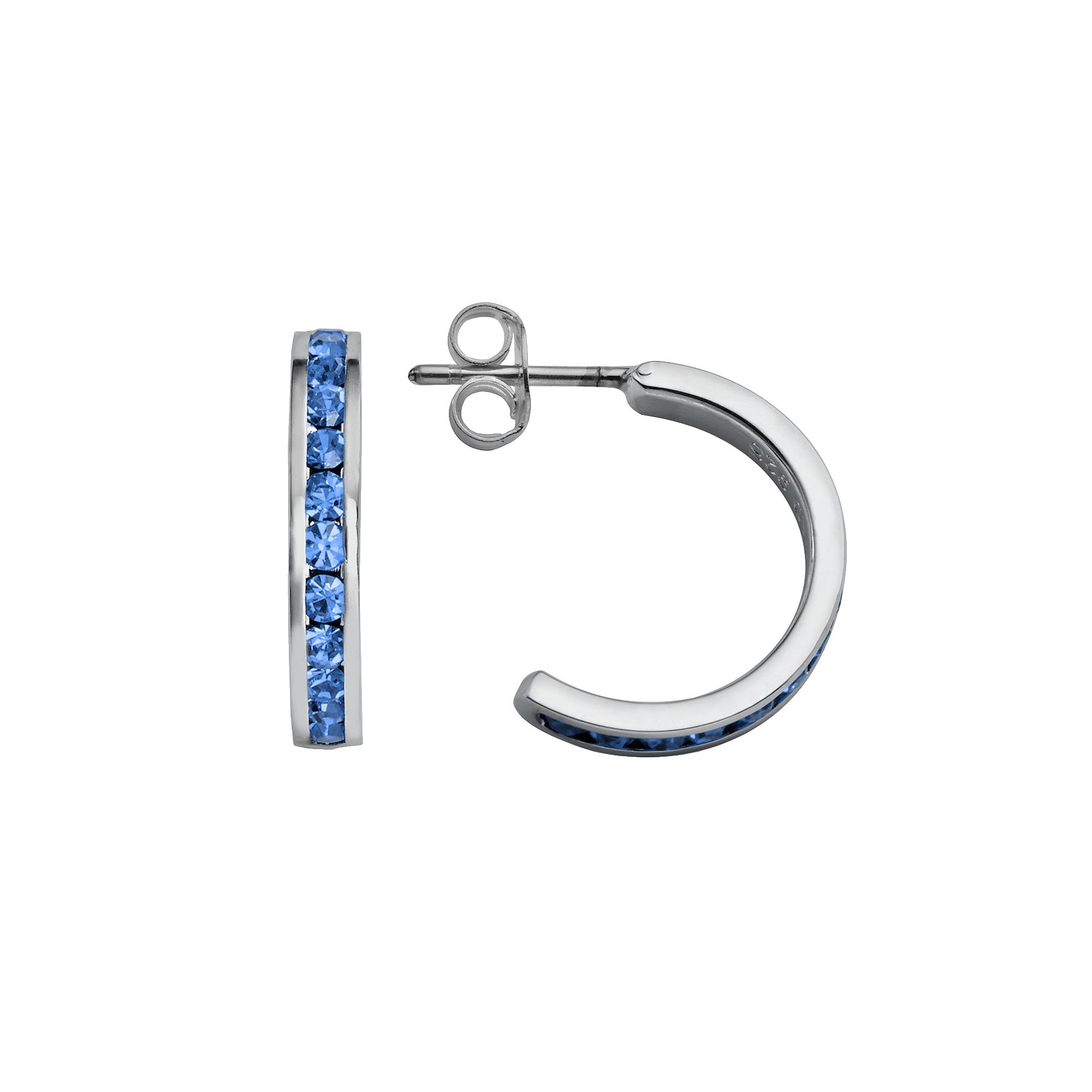 Traditions Jewelry Company Sterling Silver Crystal Semi-Hoop Earrings, Wome