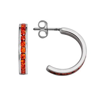 Traditions Jewelry Company Sterling Silver Crystal Semi-Hoop Earrings