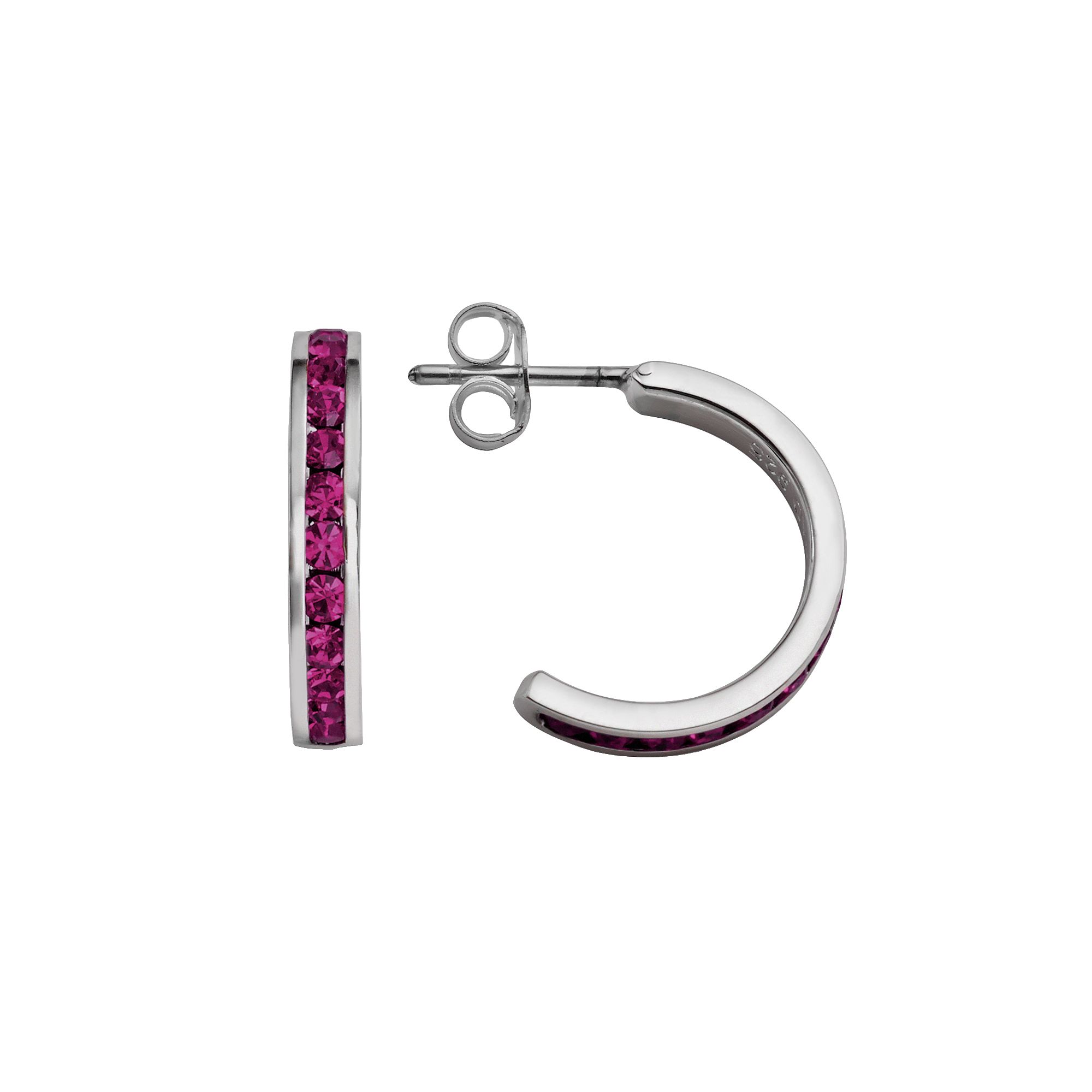 Traditions Jewelry Company Sterling Silver Crystal Semi-Hoop Earrings, Wome