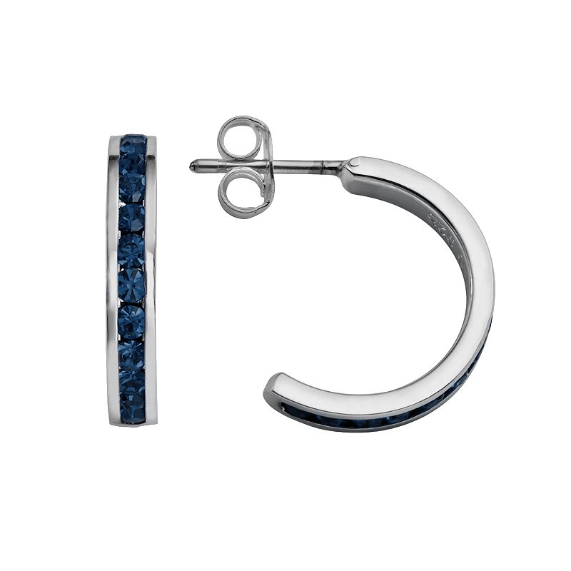 Traditions Jewelry Company Sterling Silver Crystal Semi-Hoop Earrings, Women's, September