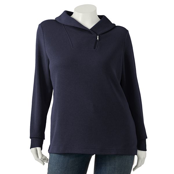Plus Size Croft & Barrow® Shawl-Collar Sweatshirt