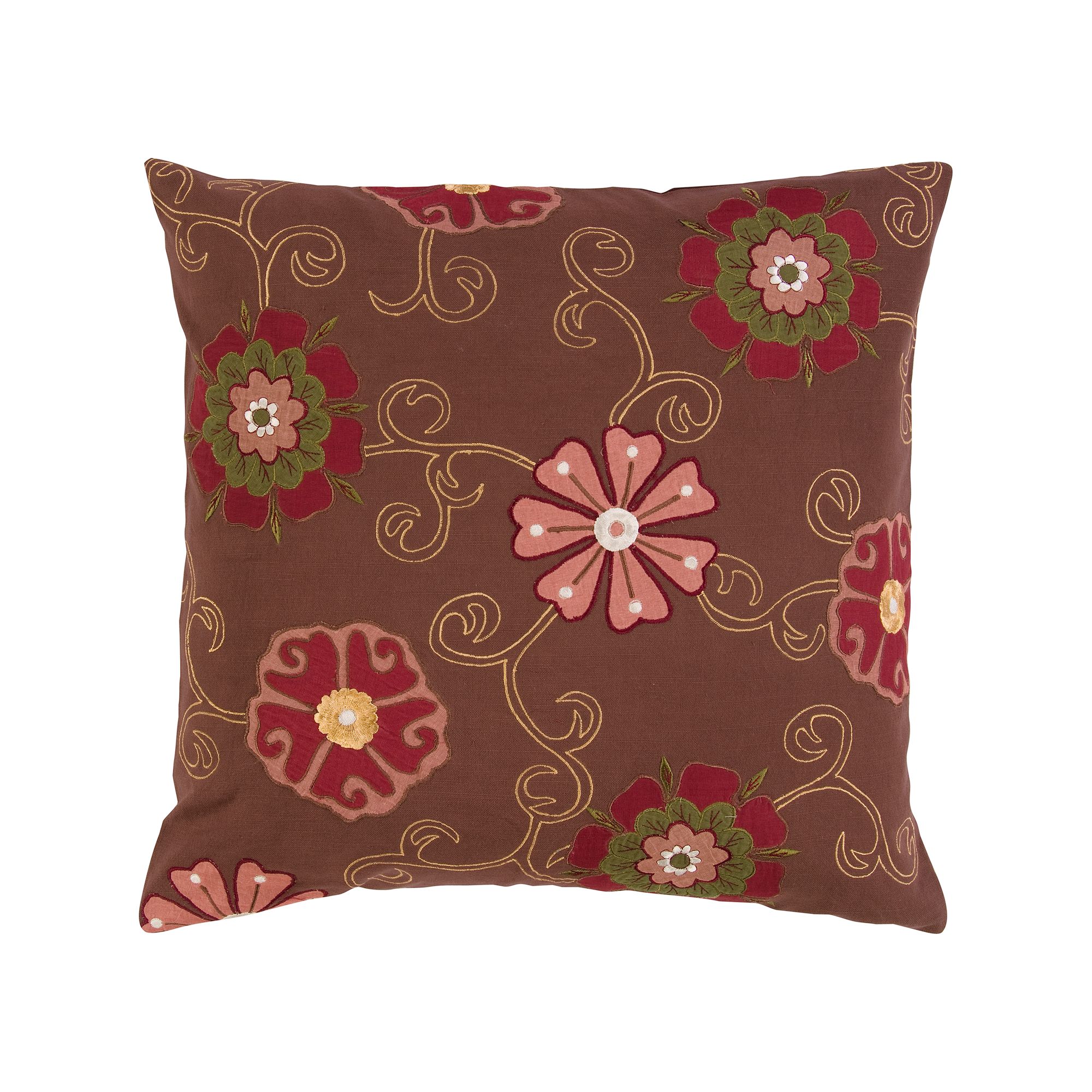 Decor 140 Harriman Flower Decorative Pillow, Dark Brown
