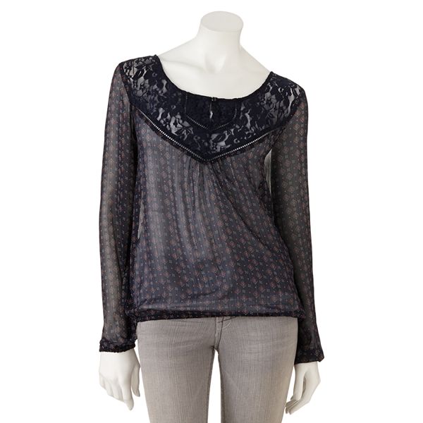 About A Girl Lace Chiffon Top - Juniors