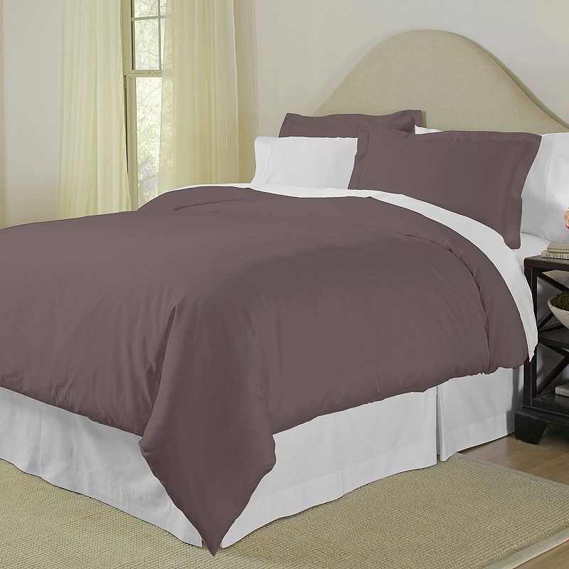 Pointehaven 400-Thread Count Combed Cotton Sateen Duvet with Shams, Grey, F