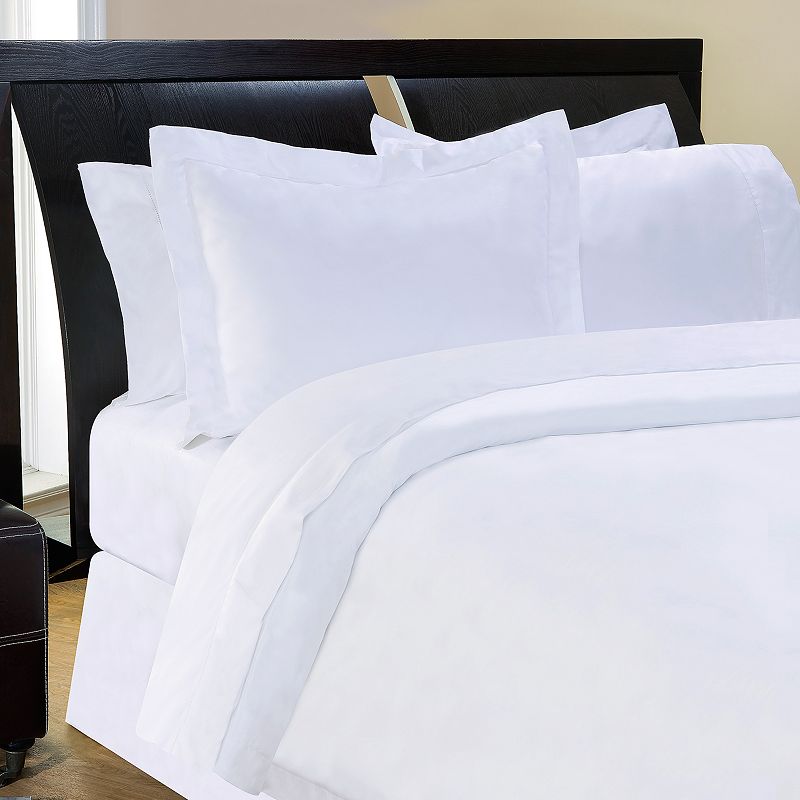 Pointehaven 400-Thread Count Combed Cotton Sateen Duvet with Shams, White, 