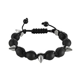 Gold LLC Stainless Steel Hematite Bead Slipknot Bracelet - Men