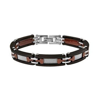 Gold LLC Black and Brown Ceramic and Stainless Steel Bracelet - Men