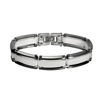 Gold LLC Black and White Ceramic Bracelet - Men