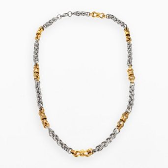 Gold LLC Stainless Steel and Yellow Immersion-Plated Stainless Steel Necklace - Men