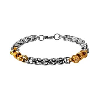 Stainless Steel and Yellow Immersion-Plated Stainless Steel Bracelet - Men