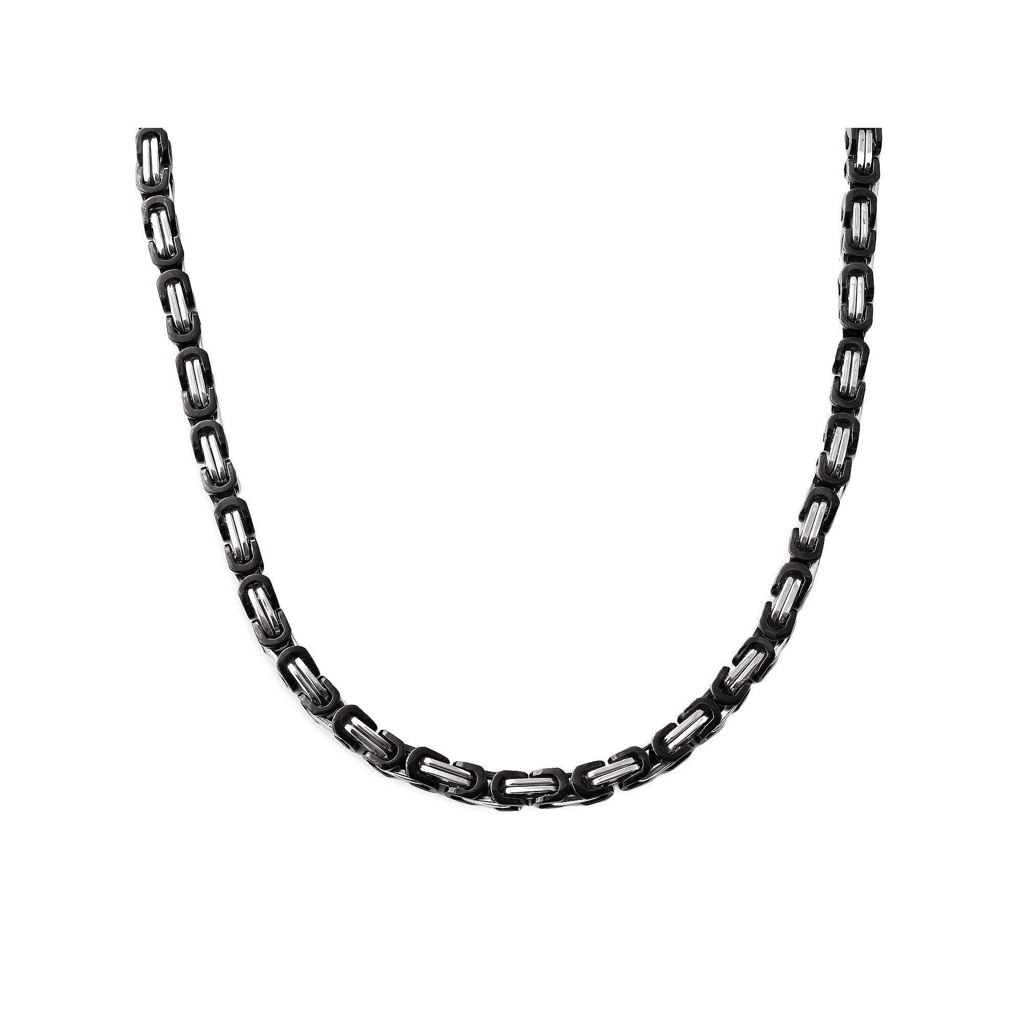 Stainless Steel & Black Immersion-Plated Stainless Steel Necklace - Men, M