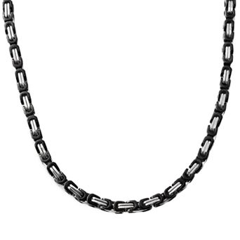 Gold LLC Stainless Steel and Black Immersion-Plated Stainless Steel Necklace - Men