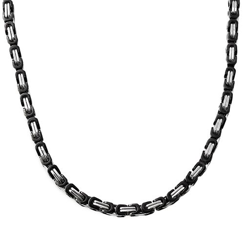 Stainless Steel & Black ImmersionPlated Stainless Steel Necklace Men