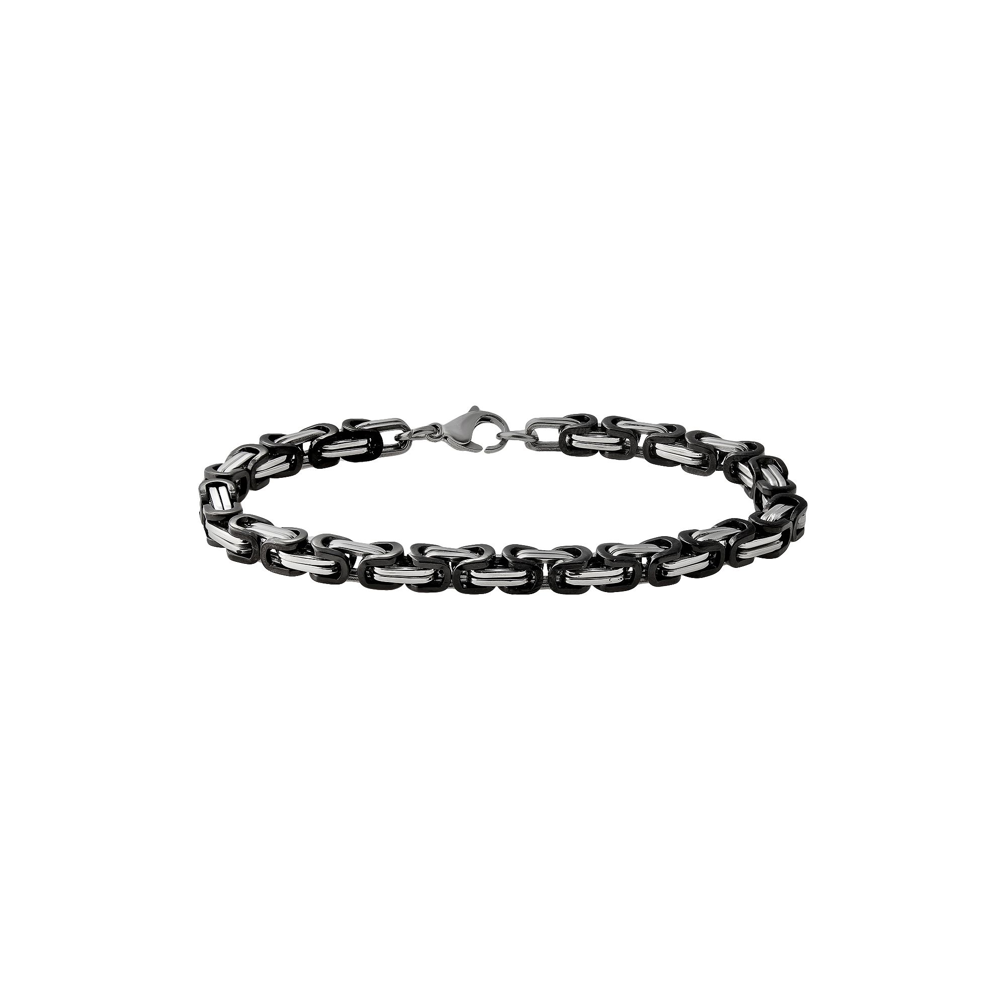 Stainless Steel & Black Immersion-Plated Stainless Steel Bracelet - Men, M