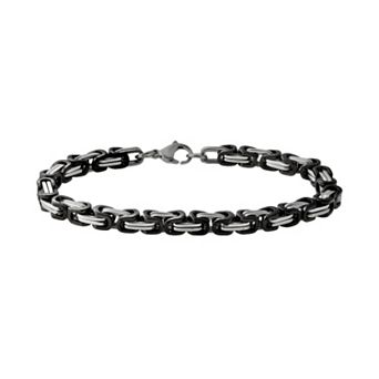 Gold LLC Stainless Steel and Black Immersion-Plated Stainless Steel Bracelet - Men