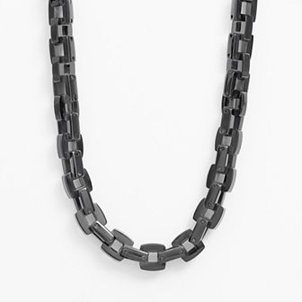 Gold LLC Black Immersion-Plated Stainless Steel Necklace - Men