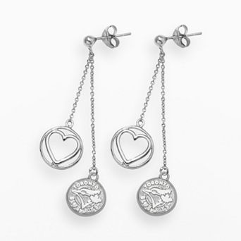 LogoArt Toronto Blue Jays Beloved Sterling Silver Linear Drop Earrings