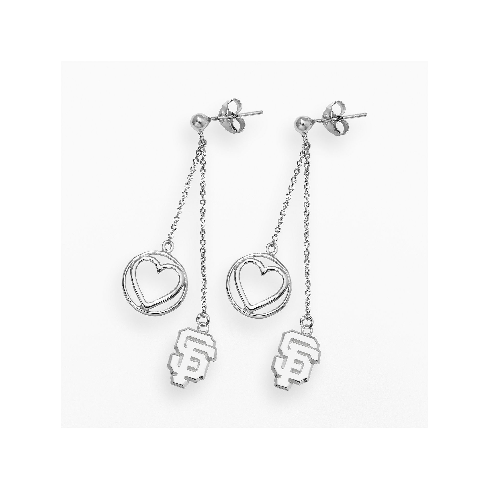LogoArt San Francisco Giants Beloved Sterling Silver Linear Drop Earrings, 