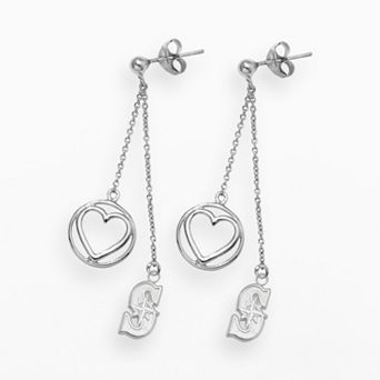 LogoArt Seattle Mariners Beloved Sterling Silver Linear Drop Earrings