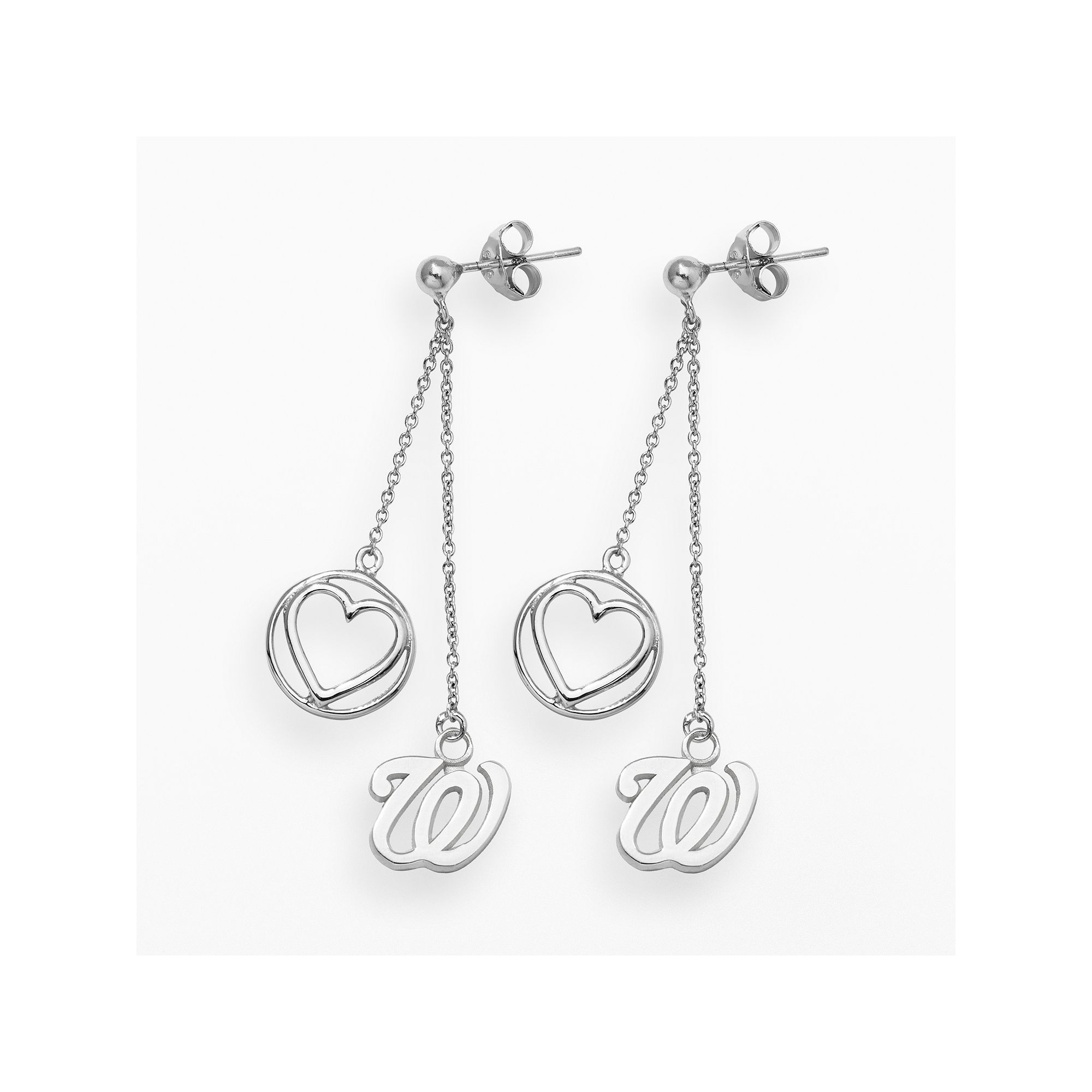 LogoArt Washington Nationals Beloved Sterling Silver Linear Drop Earrings, 