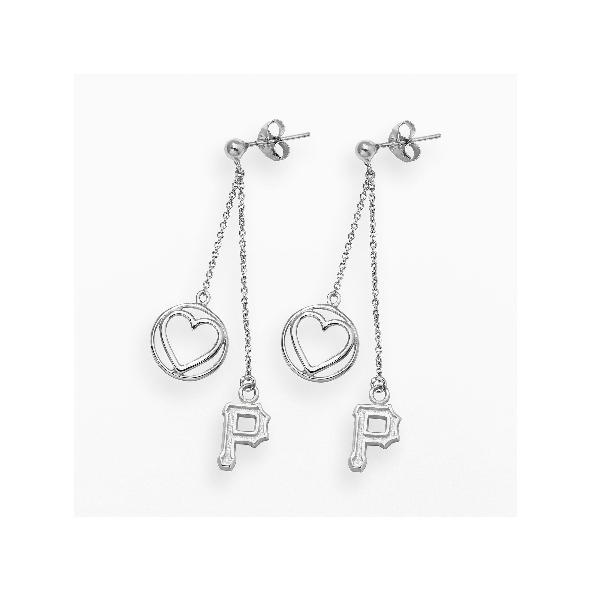 LogoArt Pittsburgh Pirates Beloved Sterling Silver Linear Drop Earrings, Wo