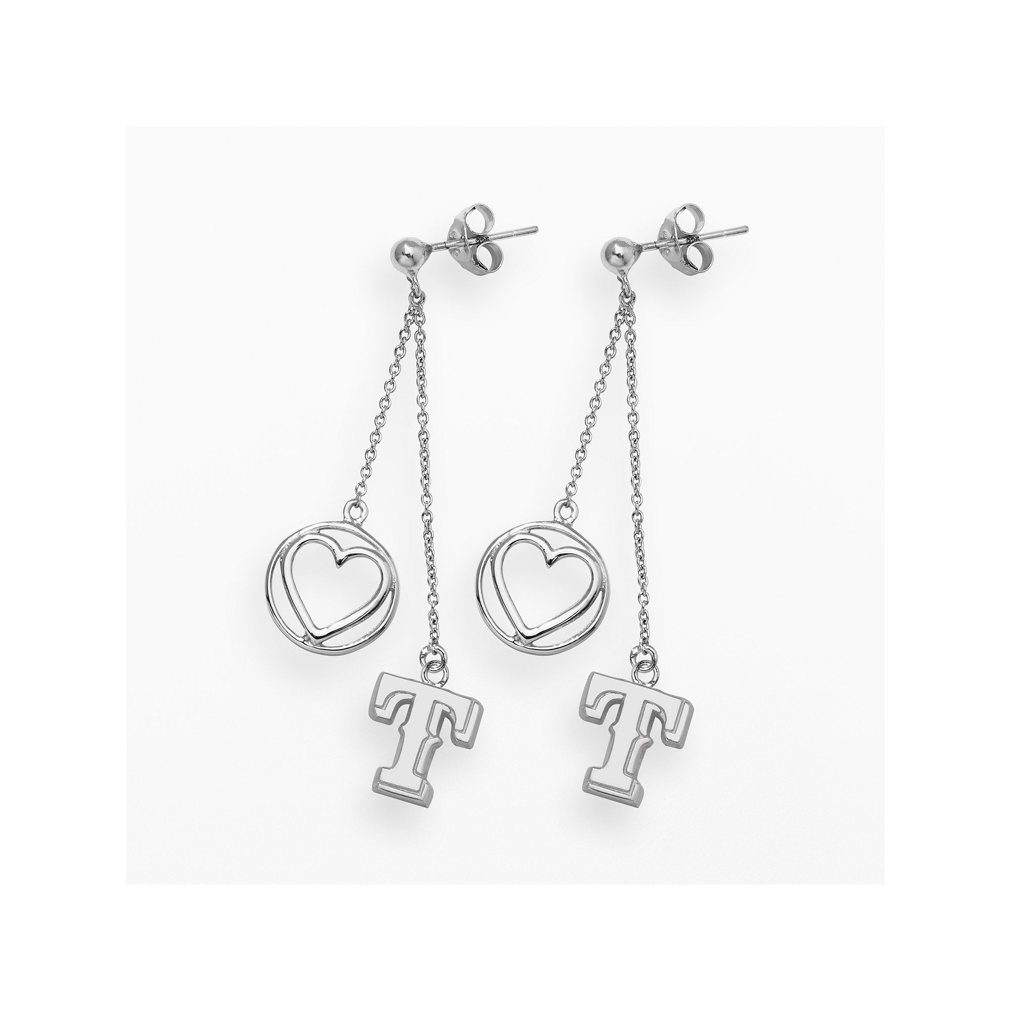 LogoArt Texas Rangers Beloved Sterling Silver Linear Drop Earrings, Womens