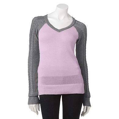 SO Colorblock Cable-Knit Sweater - Juniors