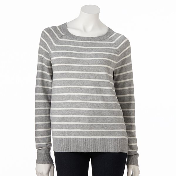 Women's ELLE™ Striped Mixed-Media Sweater