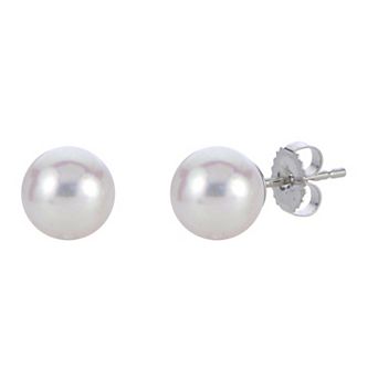 PearLustre by Imperial 18k White Gold AAA Akoya Cultured Pearl Stud Earrings
