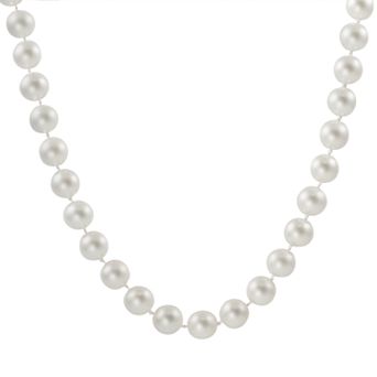 PearLustre by Imperial 18k White Gold 1/10 ct T.W. Diamond and AAA Akoya Cultured Pearl Necklace
