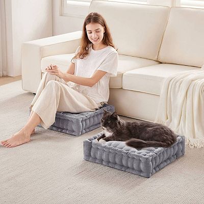 Intelligent Design Azza 20 in Chenille Square Floor Pillow Cushion