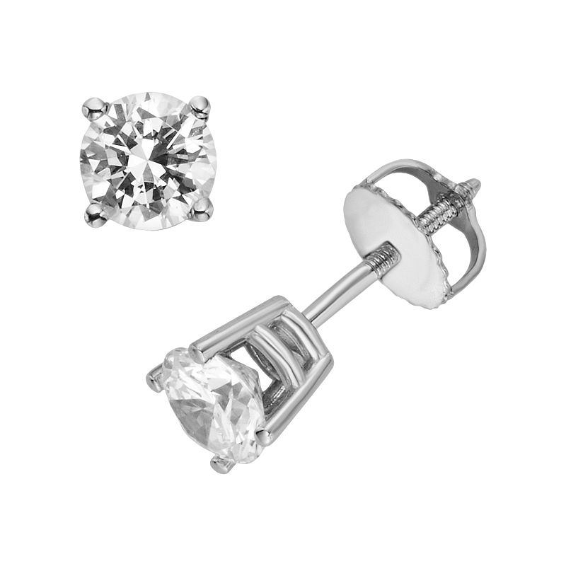 18k White Gold 1-ct. T.W. Ideal-Cut IGL Certified Diamond Stud Earrings, Wo