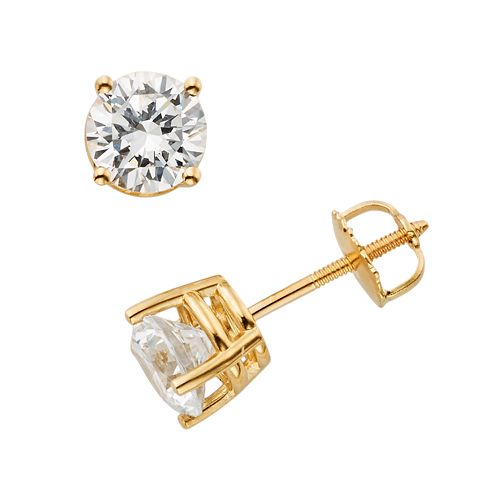 18k Gold 1-ct. T.W. Ideal-Cut IGL Certified Diamond Stud Earrings