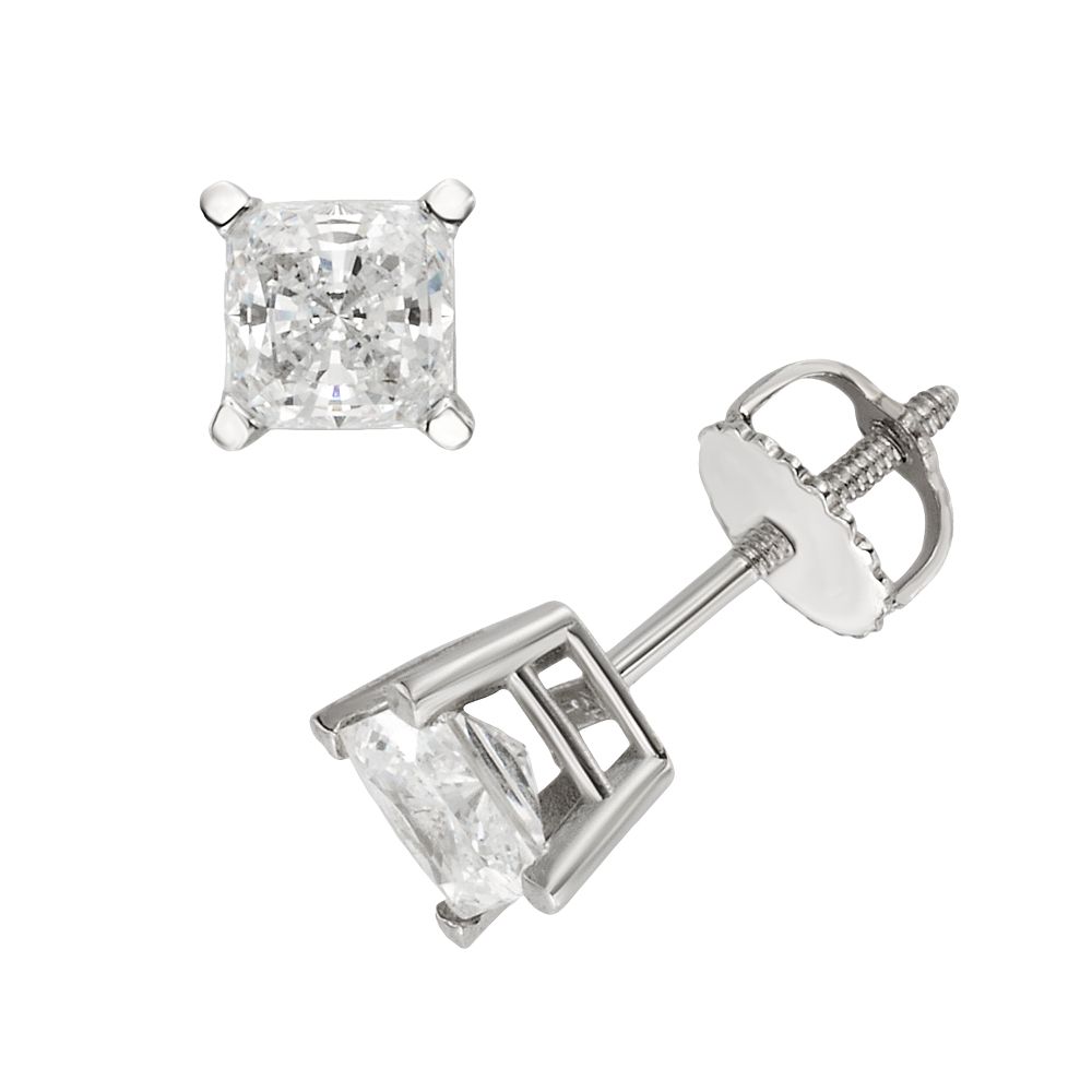 18k White Gold 1 Ct T W Ideal Cut Igl Certified Diamond Stud