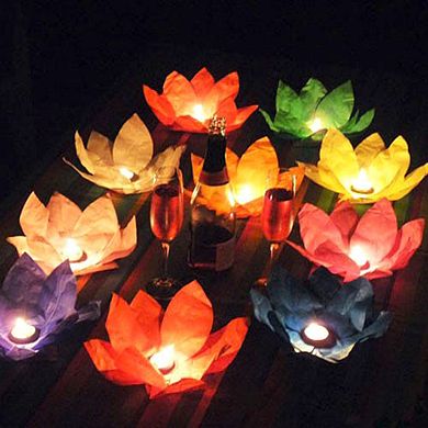 LumaBase 6-pk. Lotus Floating Paper Lanterns - Outdoor