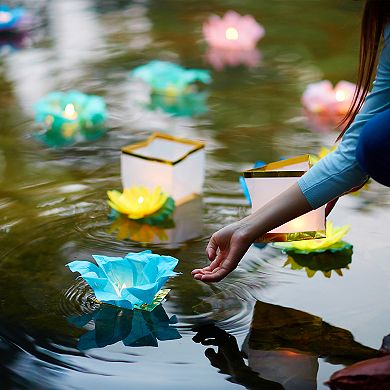 LumaBase 6-pk. Lotus Floating Paper Lanterns - Outdoor
