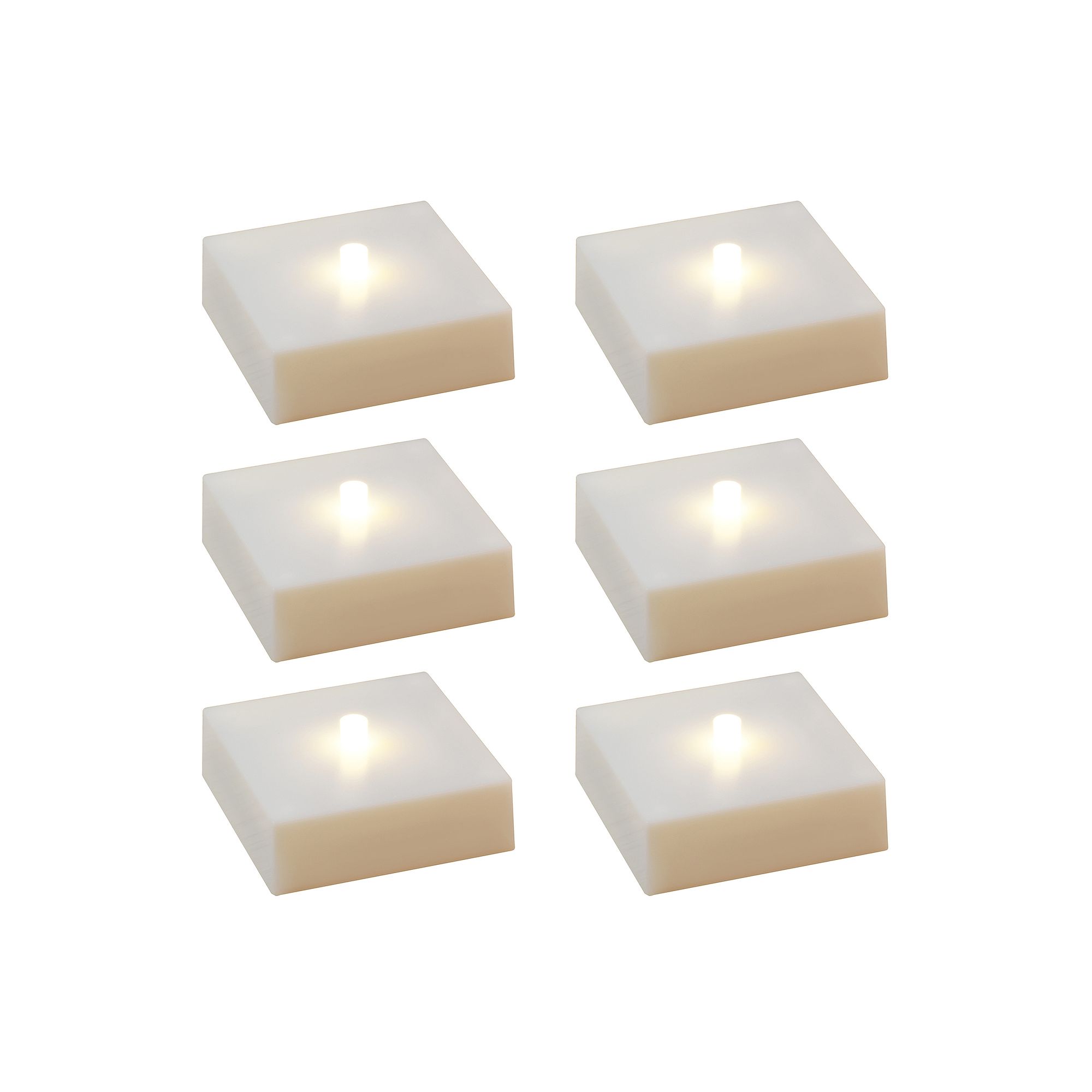 LumaBase Battery Operated LED Lights with Timer, Soft White - Set of 6, Amb