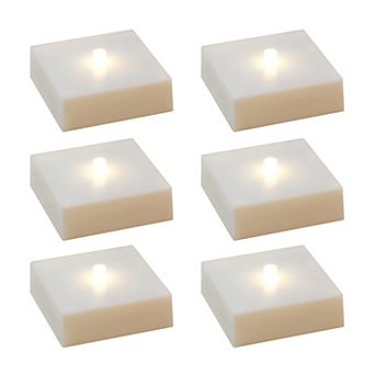 LumaBase Battery Operated LED Lights with Timer, Soft White - Set of 6