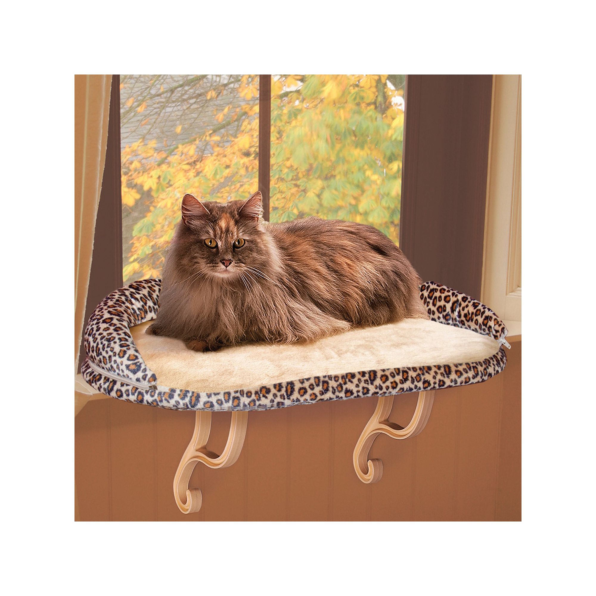 K&H Pet Leopard Deluxe Kitty Window Perch with Bolster
