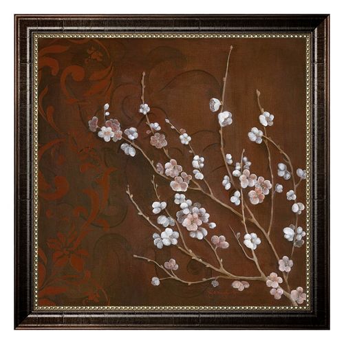 ''Cherry Blossoms on Cinnabar I'' Framed Canvas Wall Art by Tava