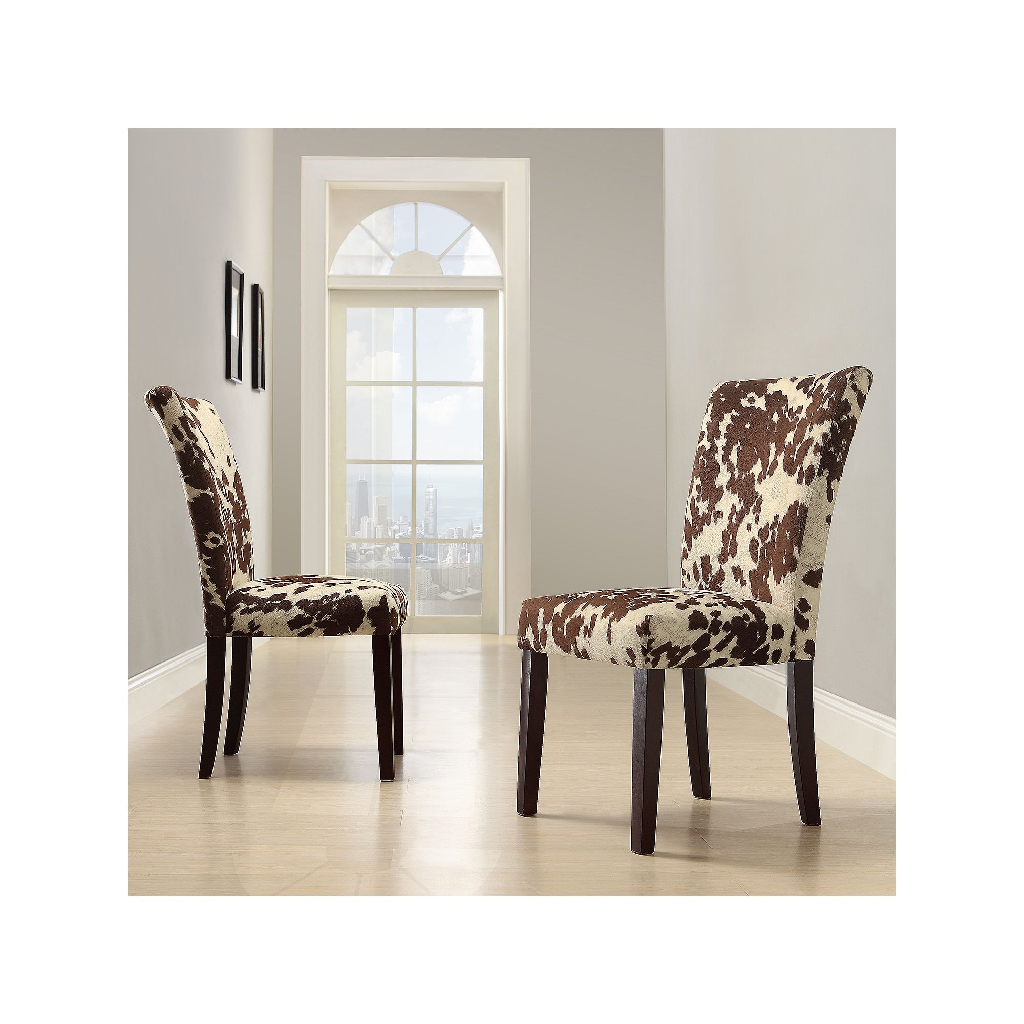 HomeVance 2-pc. Parson Cowhide Print Side Chair Set, Brown