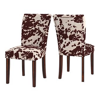 HomeVance 2 pc Parson Cowhide Print Side Chair Set