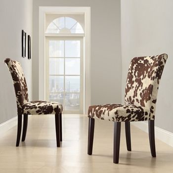 Cowhide print dining chairs hot sale