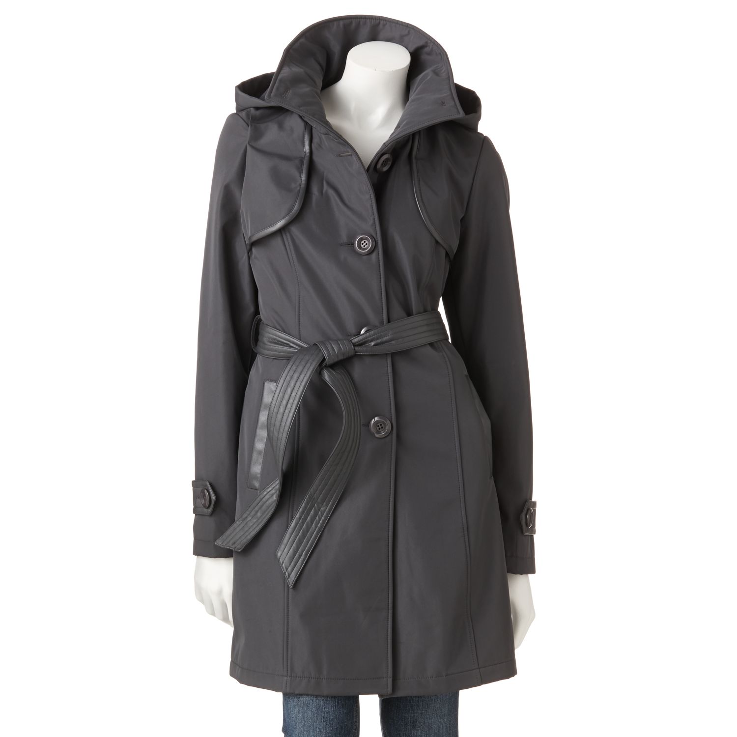 sebby softshell hooded trench coat