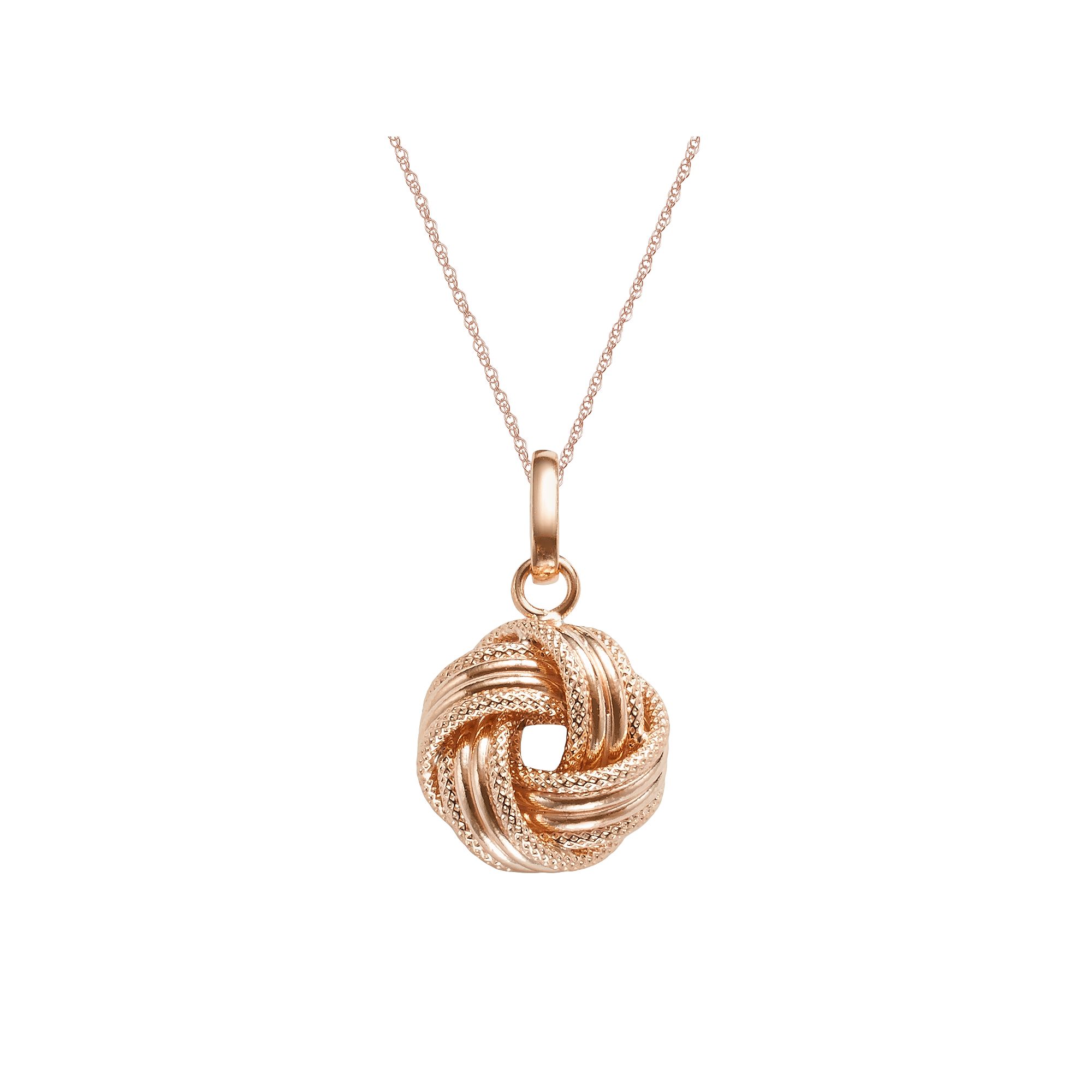 Jordan Blue 14k Rose Gold Textured Love Knot Pendant, Womens, Size: 18
